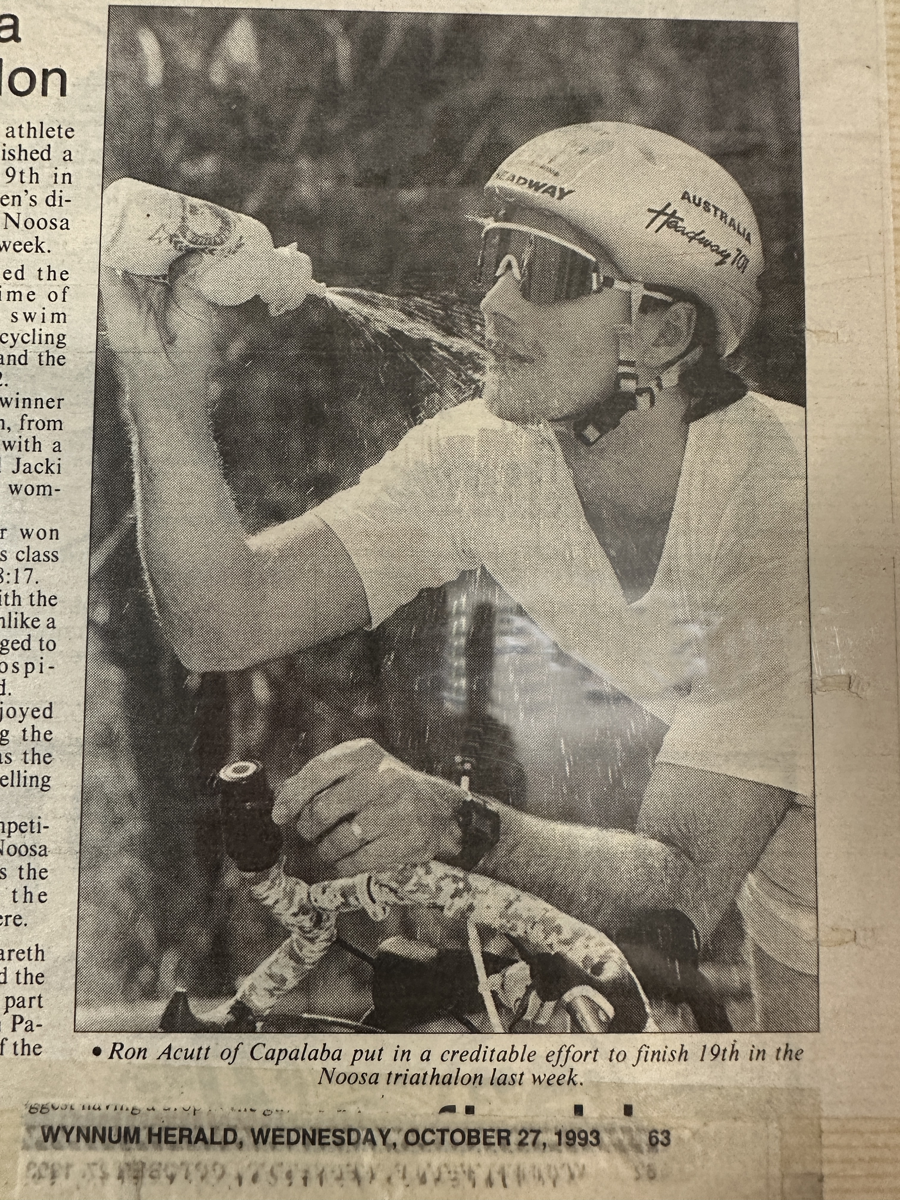 Ron Acutt - Noosa Triathlon 1993 newspaper clipping